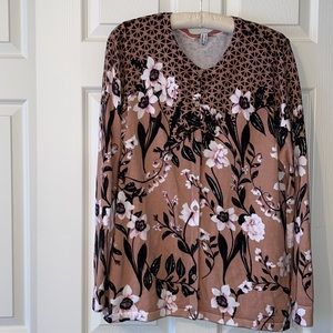 Isaac Mizrahi Live Tan & Black Cardigan size Medium